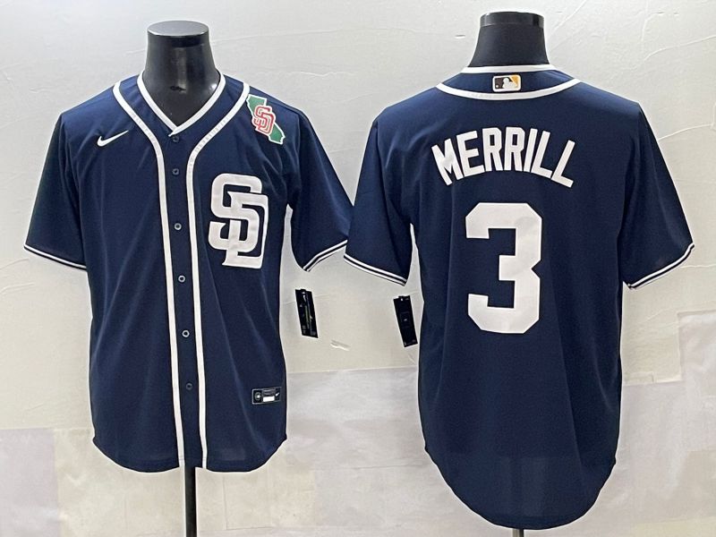 Men 2025 San Diego Padres #3 Merrill Dark Blue Game Nike MLB Jersey style 7->san diego padres->MLB Jersey
